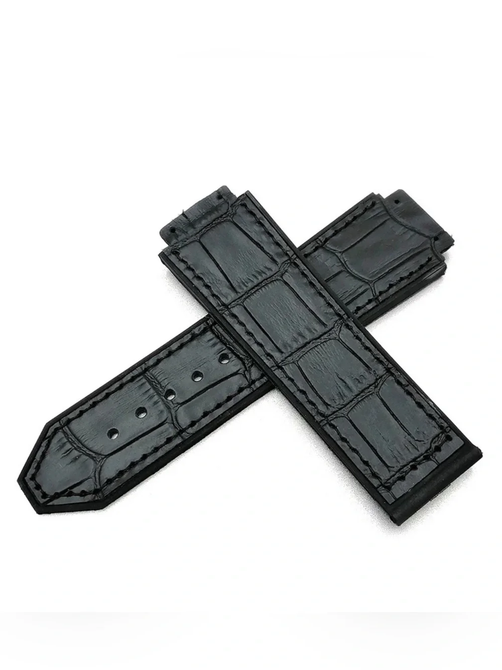 ✅Rubber Alligator  Grain  Leather Watch Band  For HUBLOT Watches SIZE 25MM